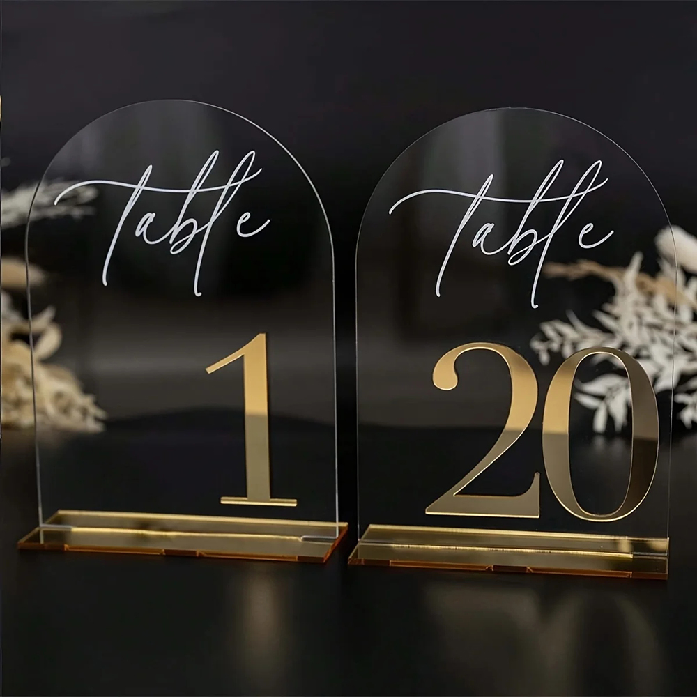 Table Number Gold - Benutzerdefinierte 1 und 10 Stück klare