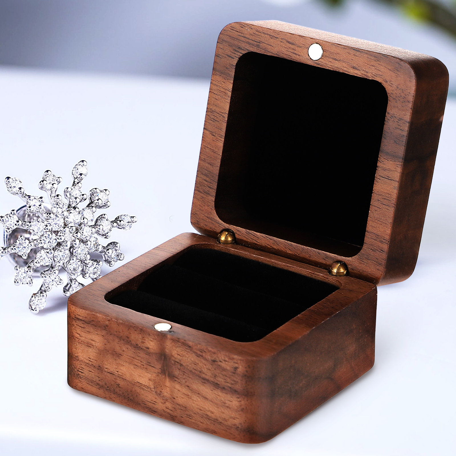 Wedding Solution - Luxuriöse Holzringbox, sichere Aufbewahrungslösung für Verlobungs-,