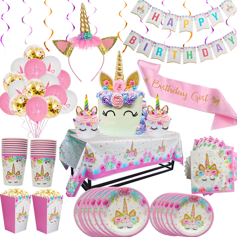 Confetti Balloon Set - Einhorn Teller Serviette Tassen Einhorn Party