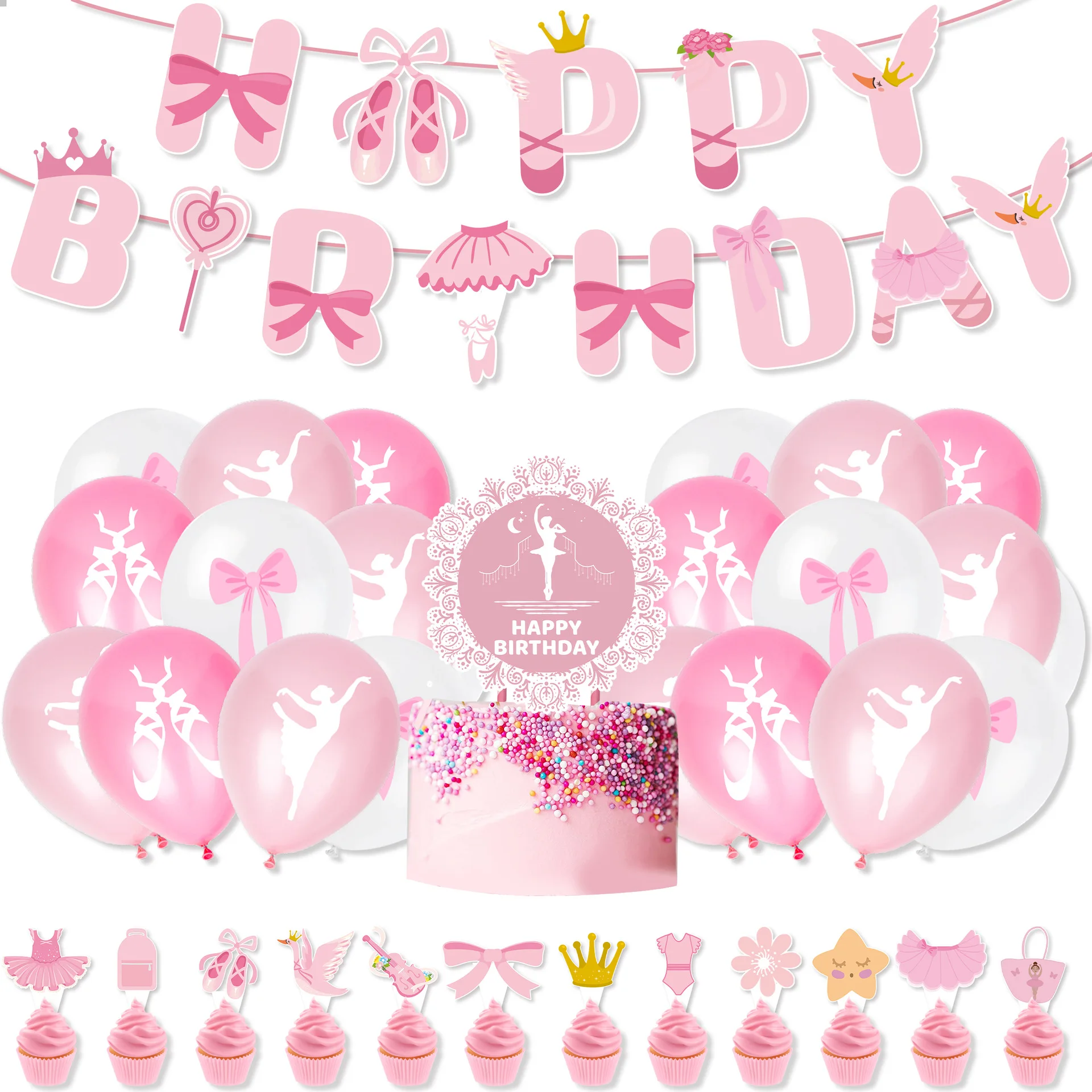 Rosa Ballerina-Ballettmädchen, – Confetti Balloon Set Bewertung und Preis