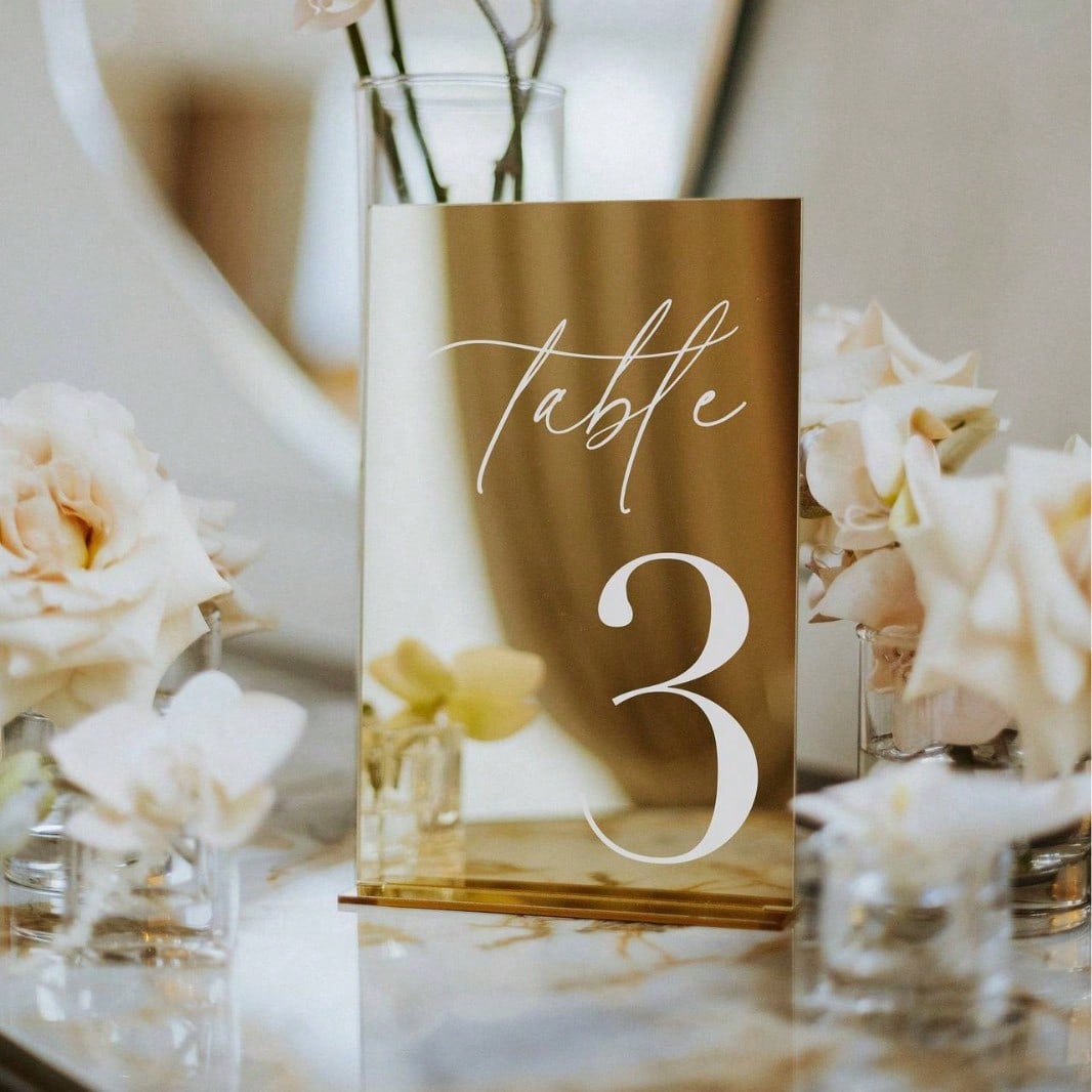 Goldene Acryl-Spiegel-Tischnum – Table Number Gold Bewertung und Preis