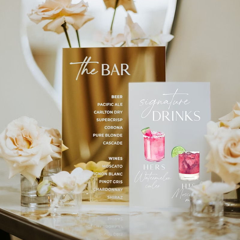 Unterschrift Getränk Zeichen,  – Table Number Gold Bewertung und Preis